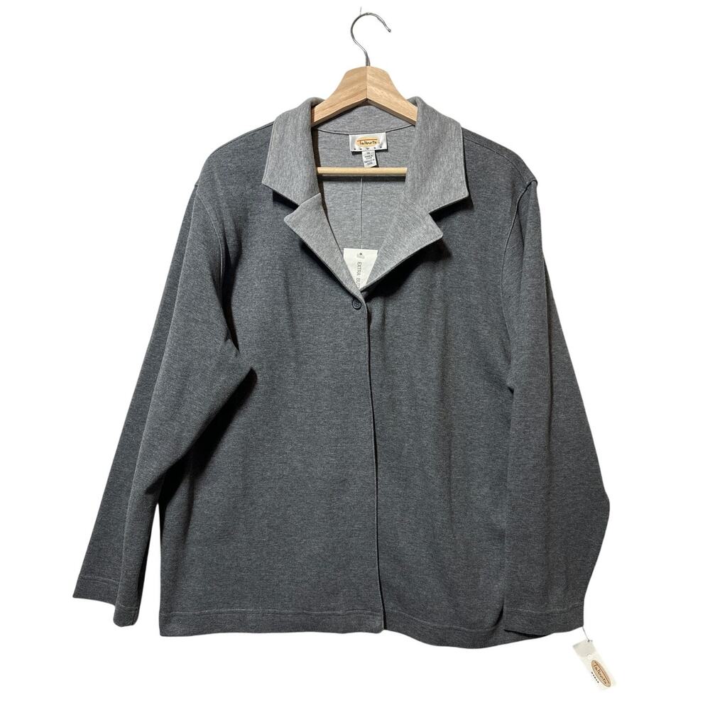 Talbots Woman Vintage Single Button Open Cardigan Sweater Gray Deadstock Size 1X
